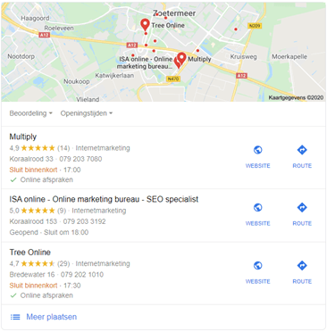 Local 3-pack Google Mijn Bedrijf